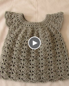 How to crochet an easy shell stitch baby  girl&39;s dress for beginners