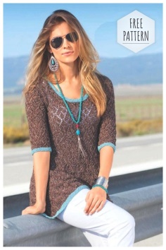 Pullover with short sleeves knitted