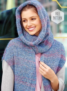 Knitted Cowl in Turquoise and Pink Tones