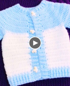 Super easy baby set - Crochet cardigan jacket - boy or girl 0-12M - beginners -Crochet for Baby 189
