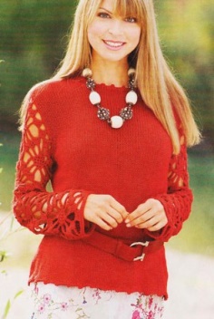 PULLOVER WITH OPENWORK SLEEVE