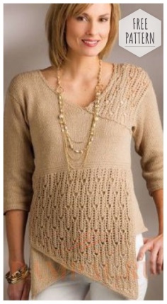 Womens knitted pullover with openwork 