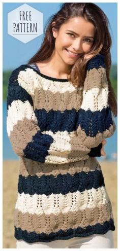 Tri colored striped sweater free pattern