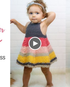 Learn How to Crochet a Toddler Dress  Puff Stitch Toddler Dress 12 months 18 months 24 months