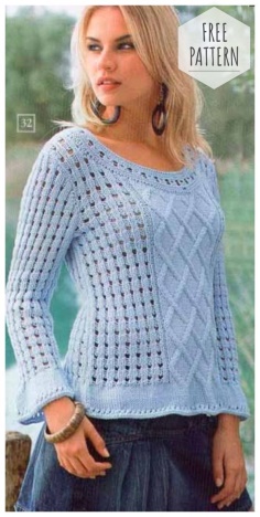 Pullover with rhombus and openwork pattern