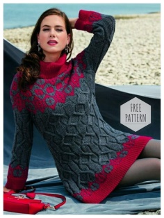 Dress knitted with a throat free pattern