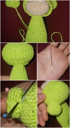 HOW TO SEW AN ITEM TO A KNITTED TOY.