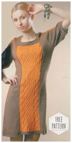 Brown dress with orange accents free pattern