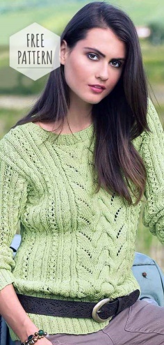 Braided Sweater in Lime Free Pattern