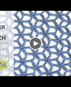 Tutorial Lace Star Flower Crochet Stitch in English
