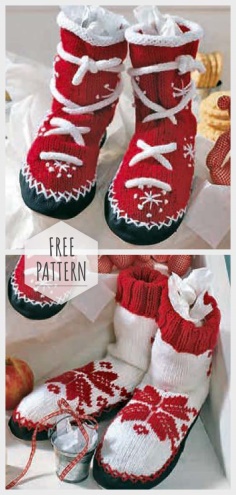 Knitting Boots with Embroidery
