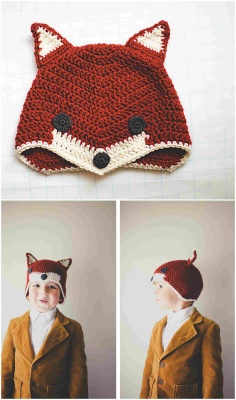 CHILDRENS HAT PUP CROCHET AND MITTENS CHANTERELLE KNITTING NEEDLES